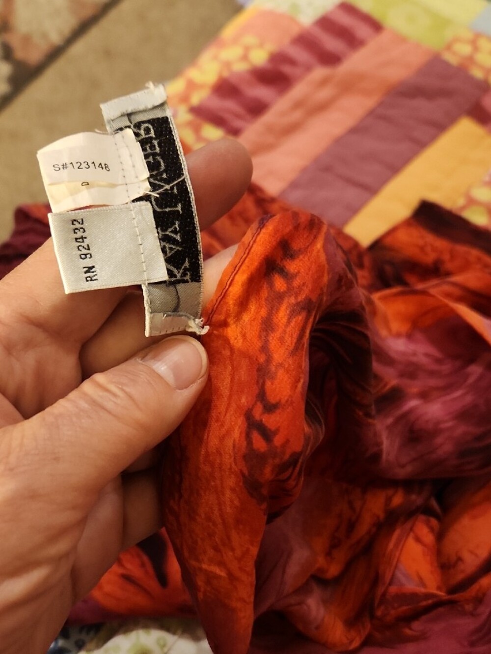 Kay Unger Silk Scarf in Orange and Magenta - Picture 3 of 6